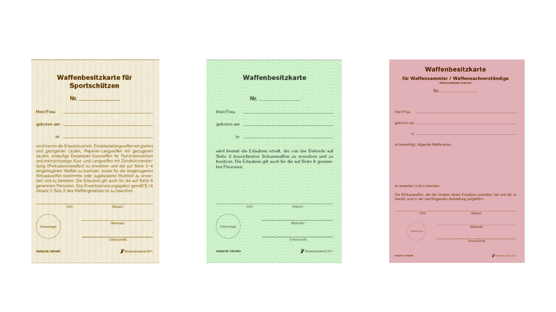 Waffenbesitzkarte, Waffenschein & Co. – Teil 2