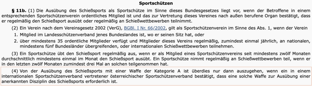 Das neue Waffengesetz reicht den Schießsport als Rechtfertigungsgrund für bestimmte Kat. A-Ausnahmebewilligungen.
